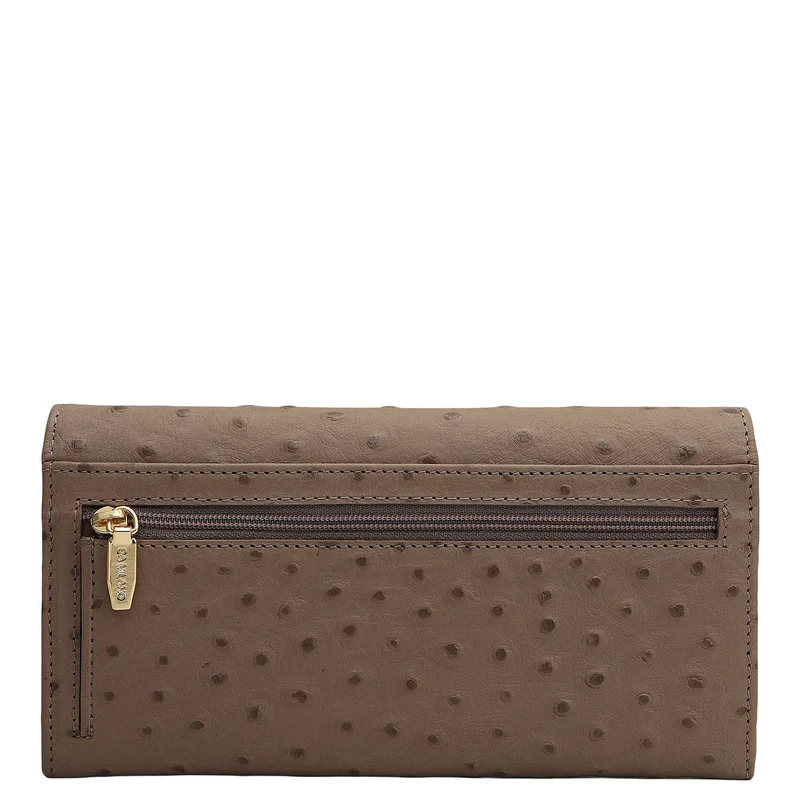 Da Milano Slate Ostrich Leather Ladies Wallet - Slate for Women | Best Price UAE